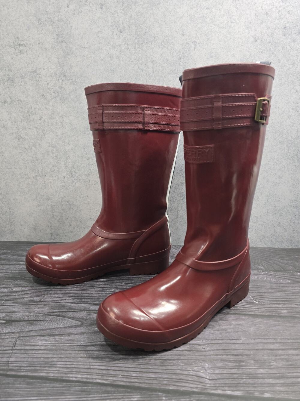 Sperry Top-Sider Walker Atlantic Tall Rain Boots Women's Size 7M Burgundy